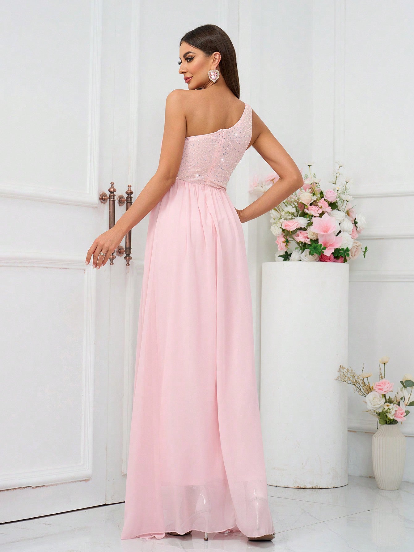 Elegantes formelles Kleid, blassrosa