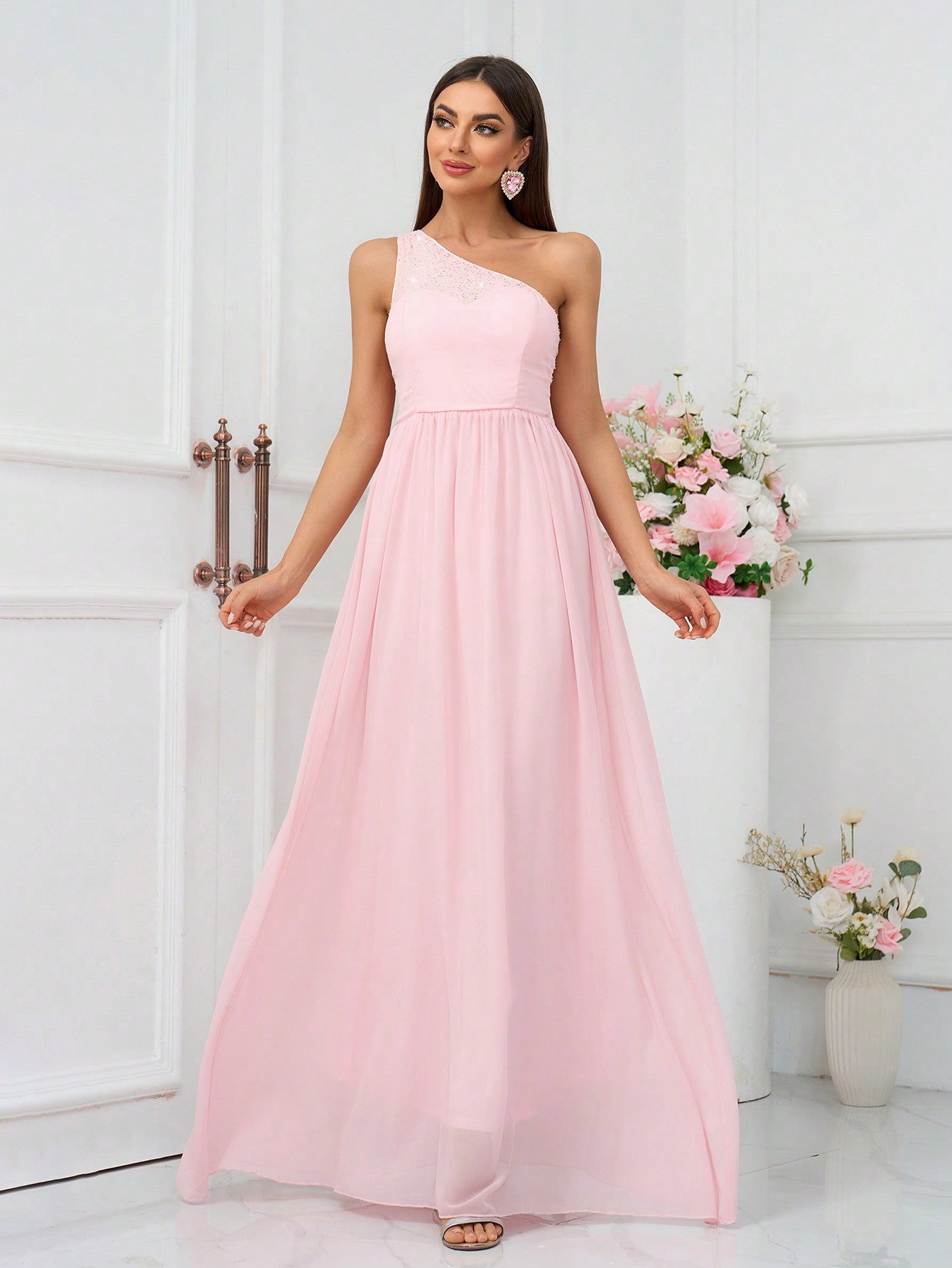 Elegantes formelles Kleid, blassrosa