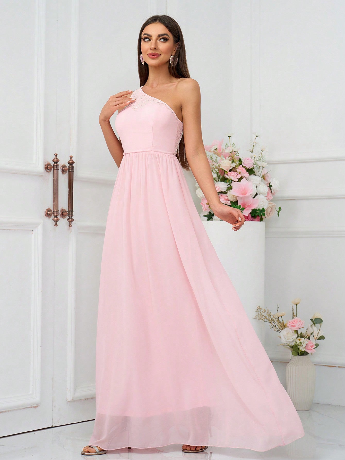 Elegantes formelles Kleid, blassrosa