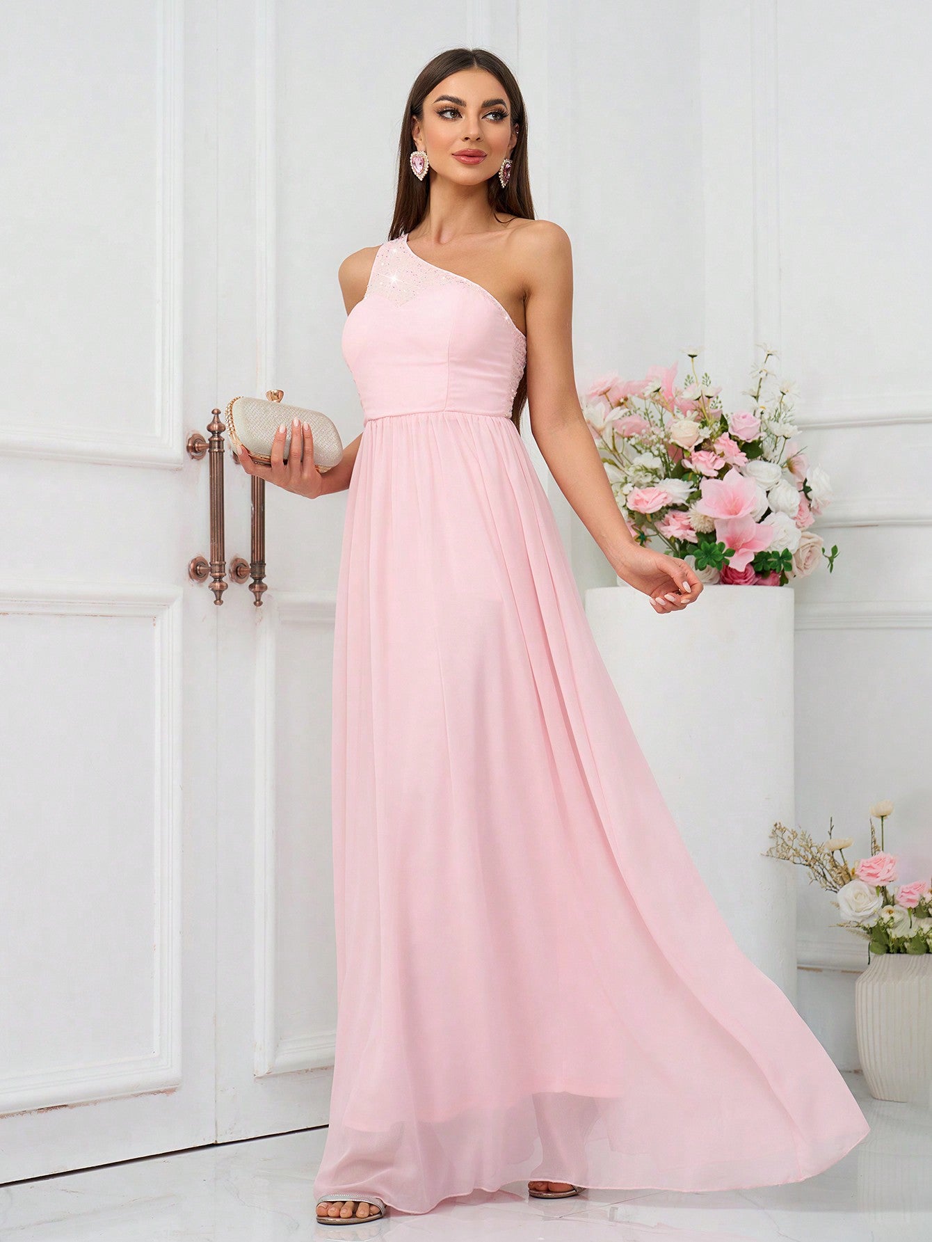 Elegantes formelles Kleid, blassrosa