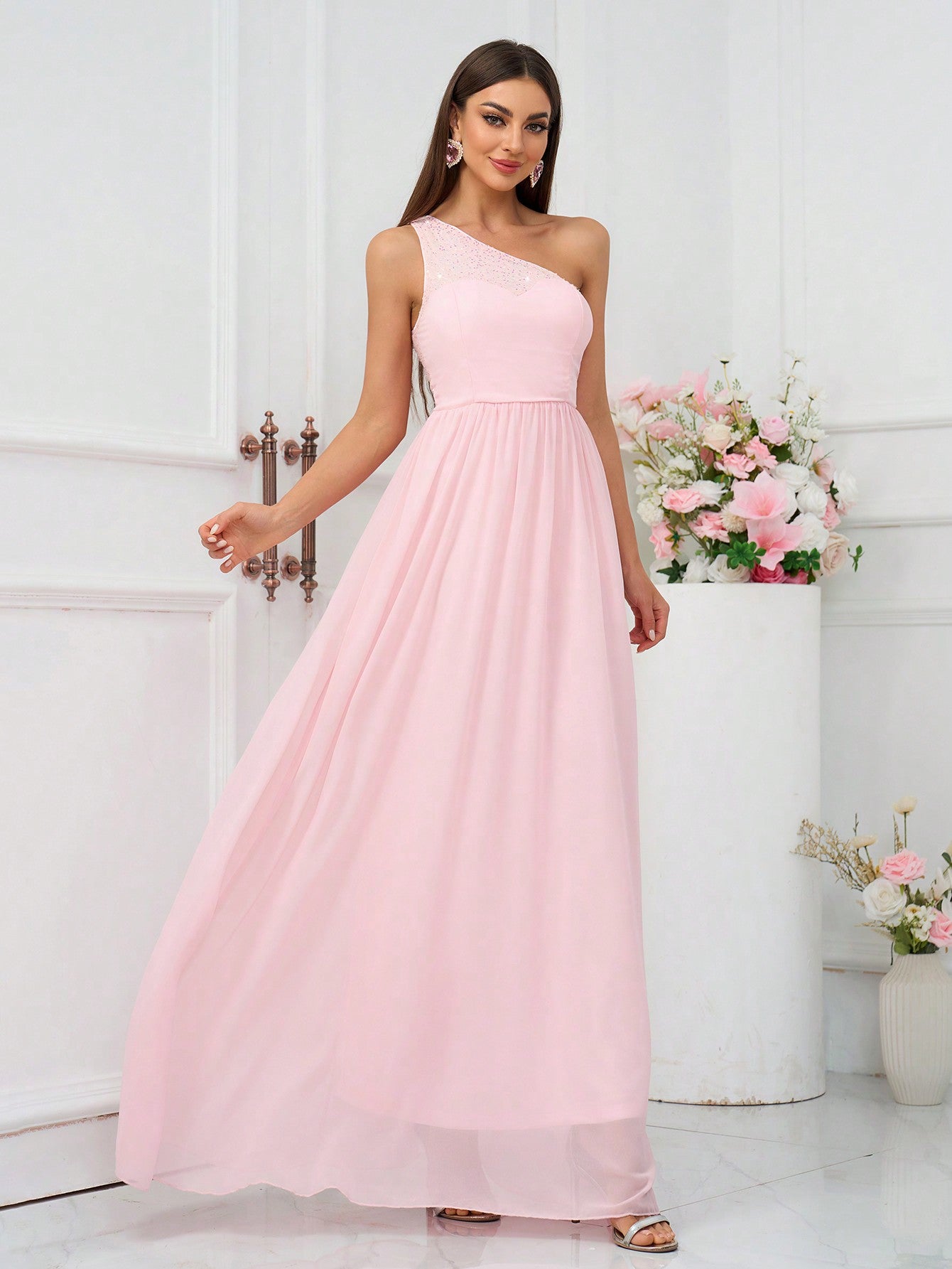 Elegantes formelles Kleid, blassrosa