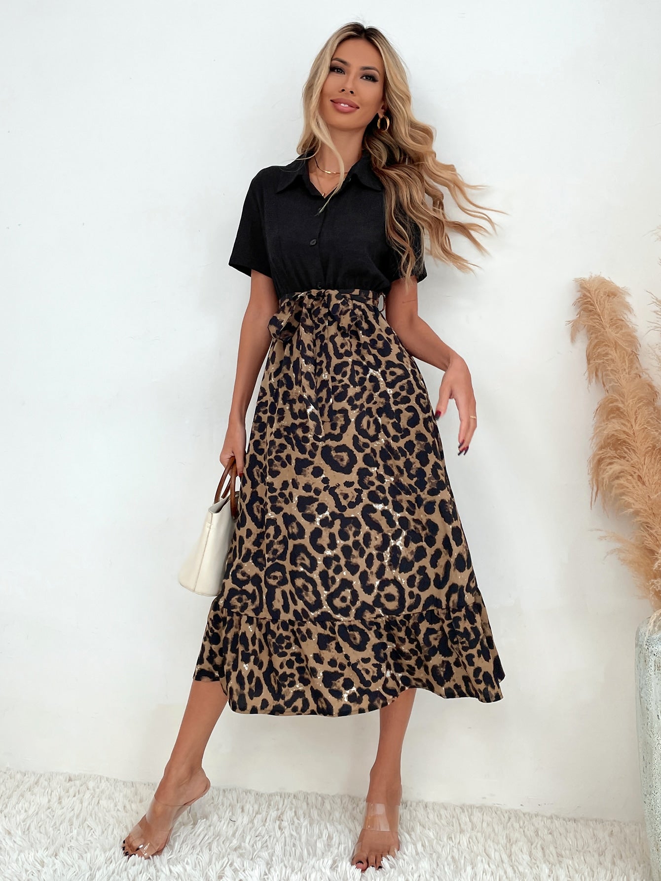 Leoparden-Rüschenkleid für Damen