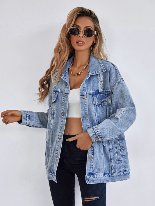 Jeansjacke mit Distressed-Farben