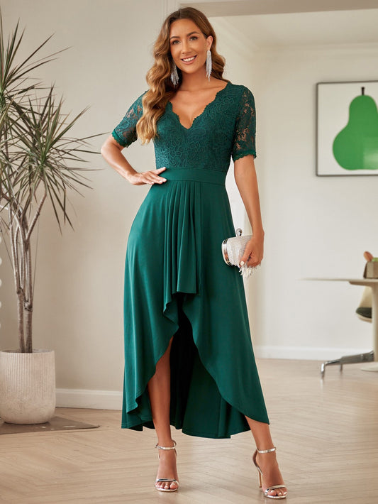 Asymmetrisches Damenkleid mit Spitze Daria