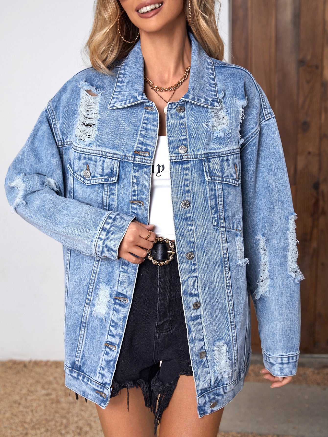 Jeansjacke im Used-Look