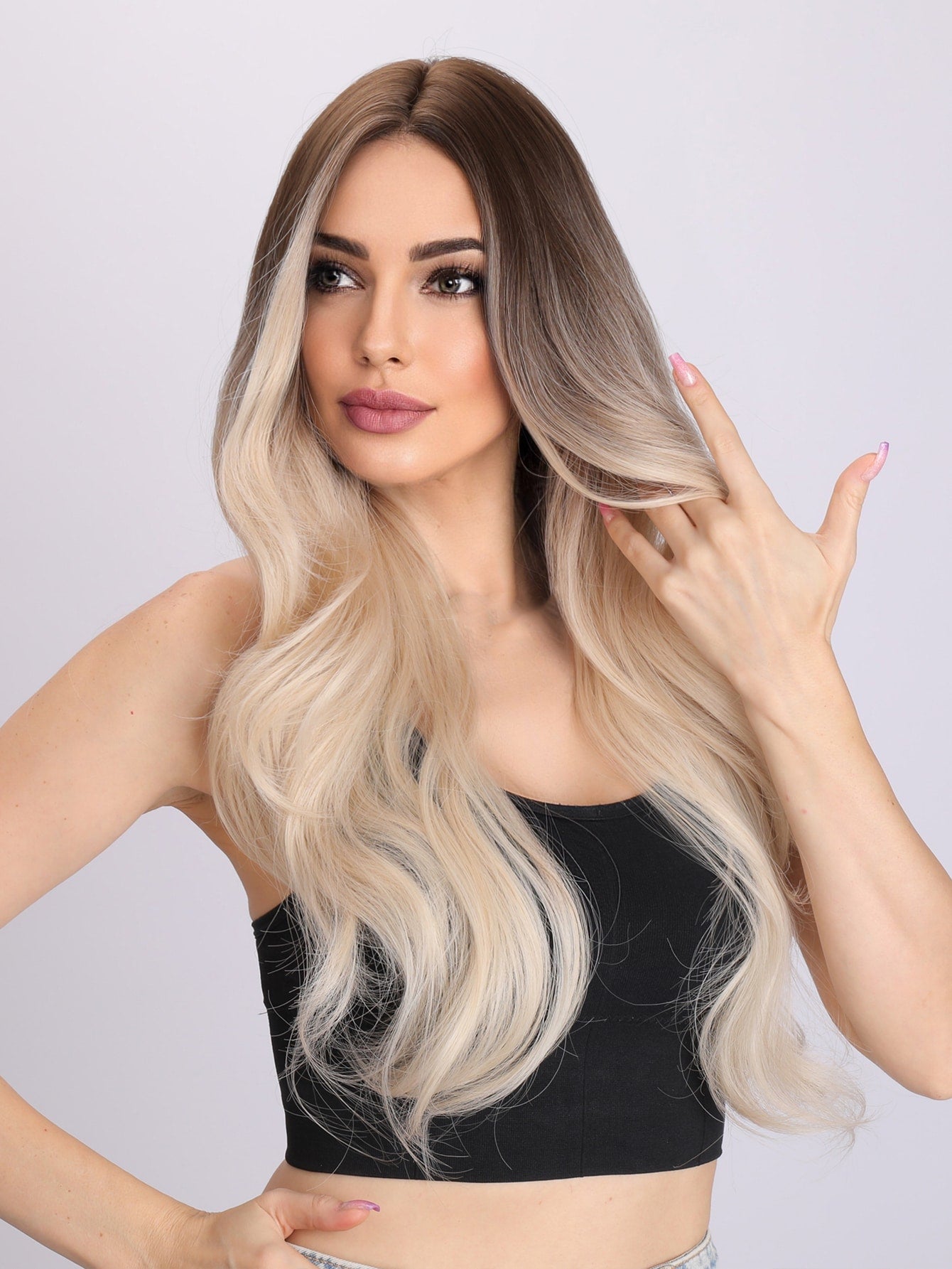 Peruka syntetyczna blond ombre