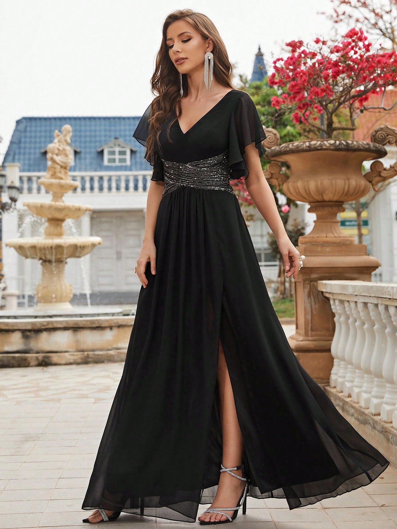 Formales Damenkleid mit Pailletten