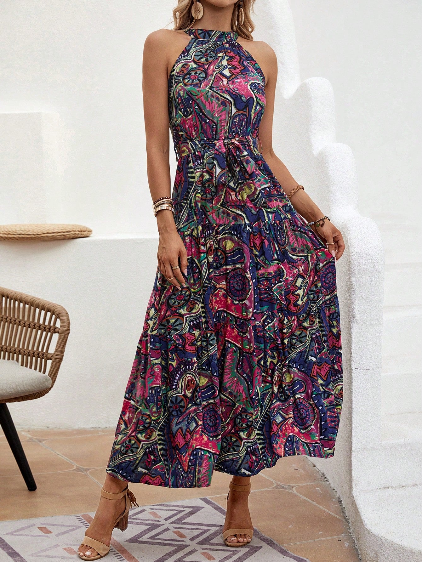 Boho-Neckholder-Kleid für Damen