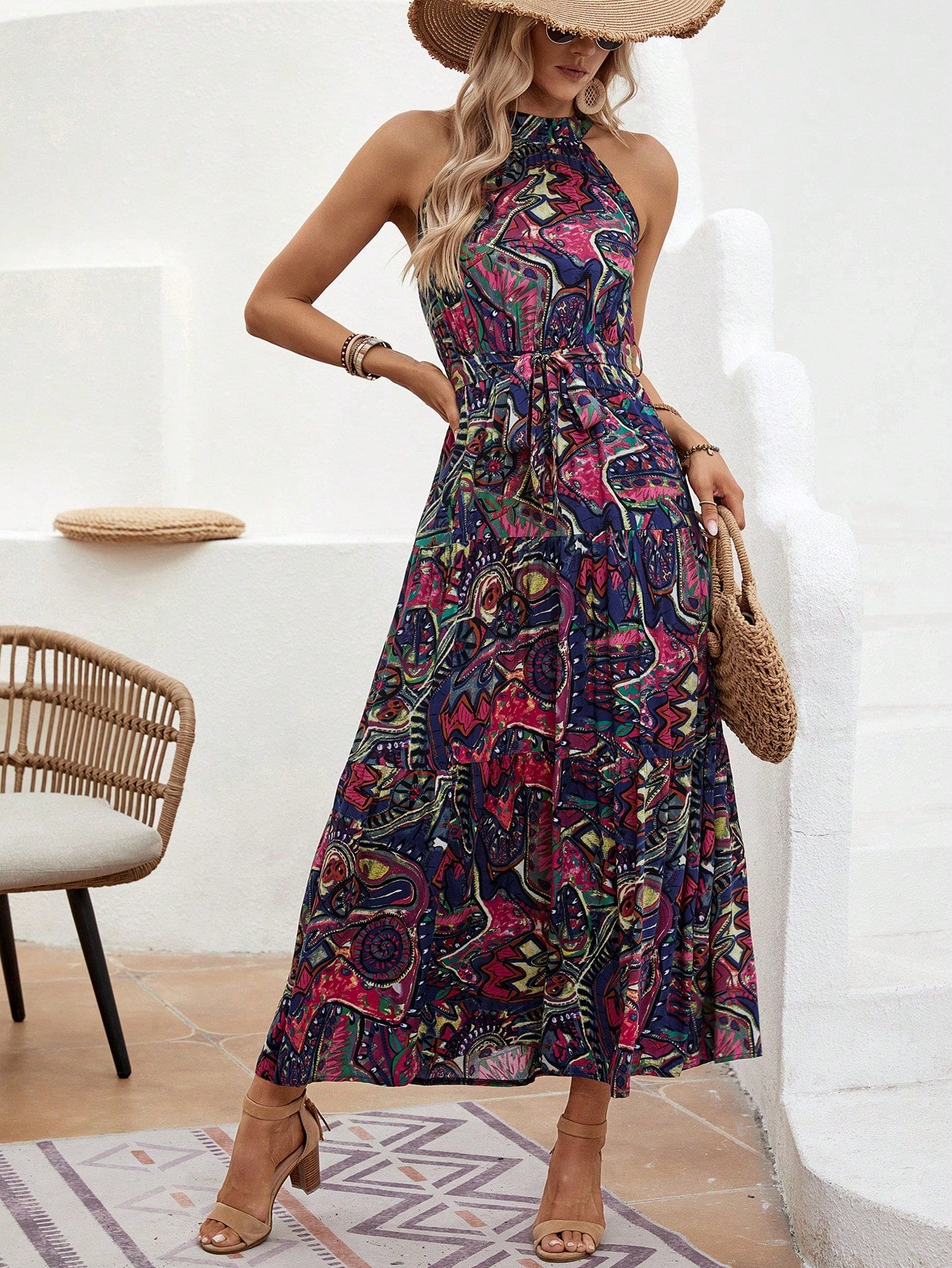 Boho-Neckholder-Kleid für Damen