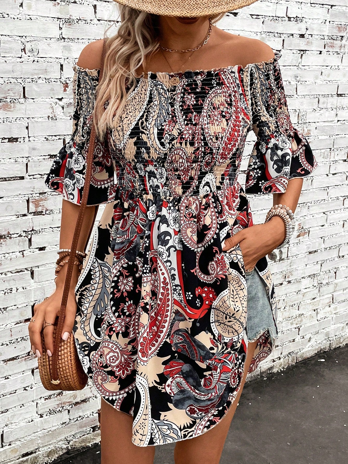 Spanisches Boho-Tunika-Shirt für Damen