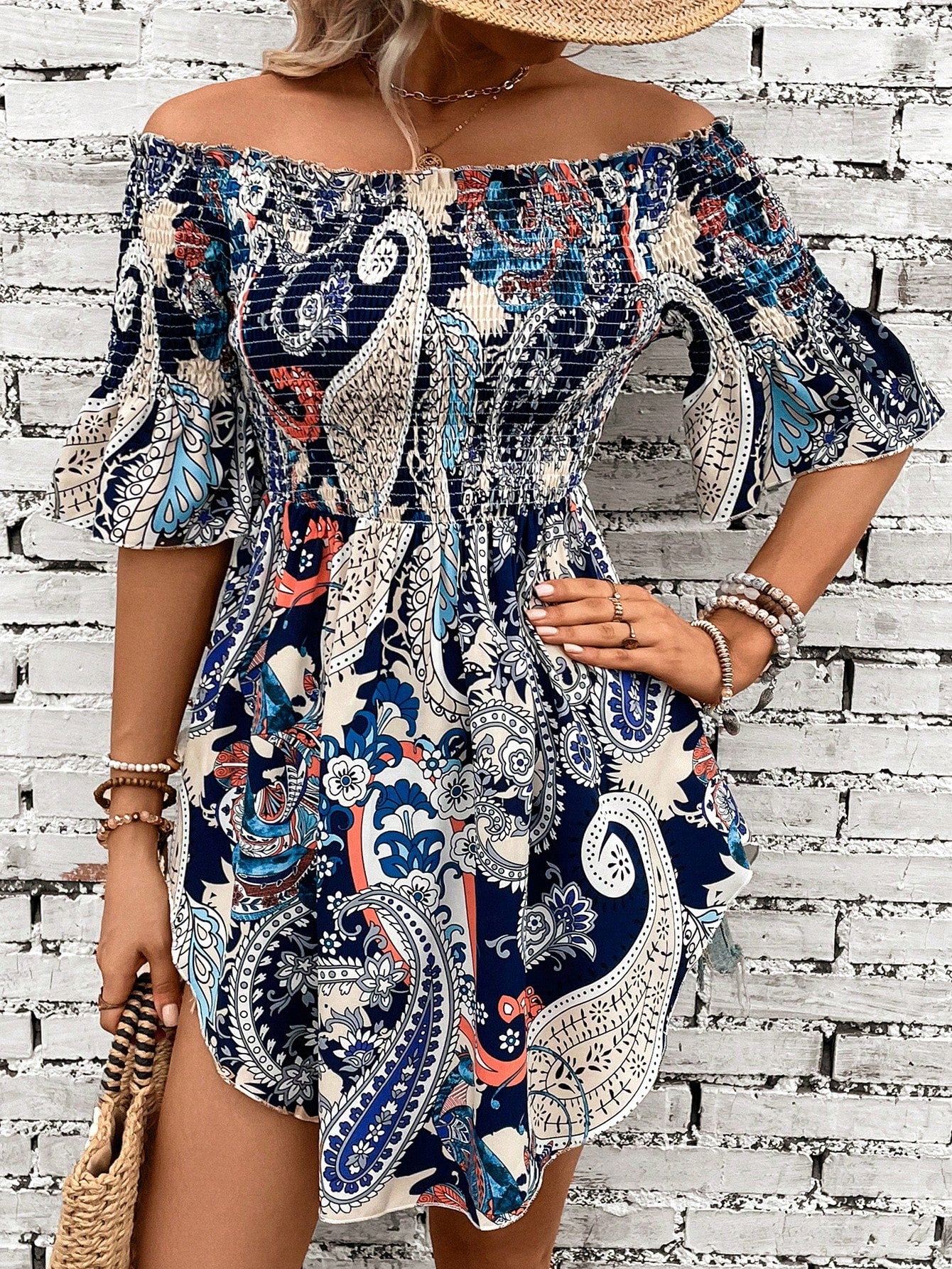 Spanisches Boho-Tunika-Shirt für Damen