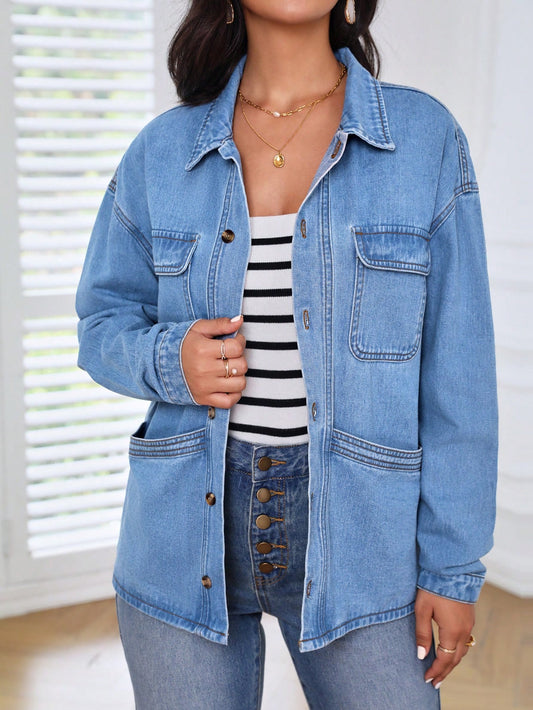 Gerade geschnittene Oversize-Jeansjacke