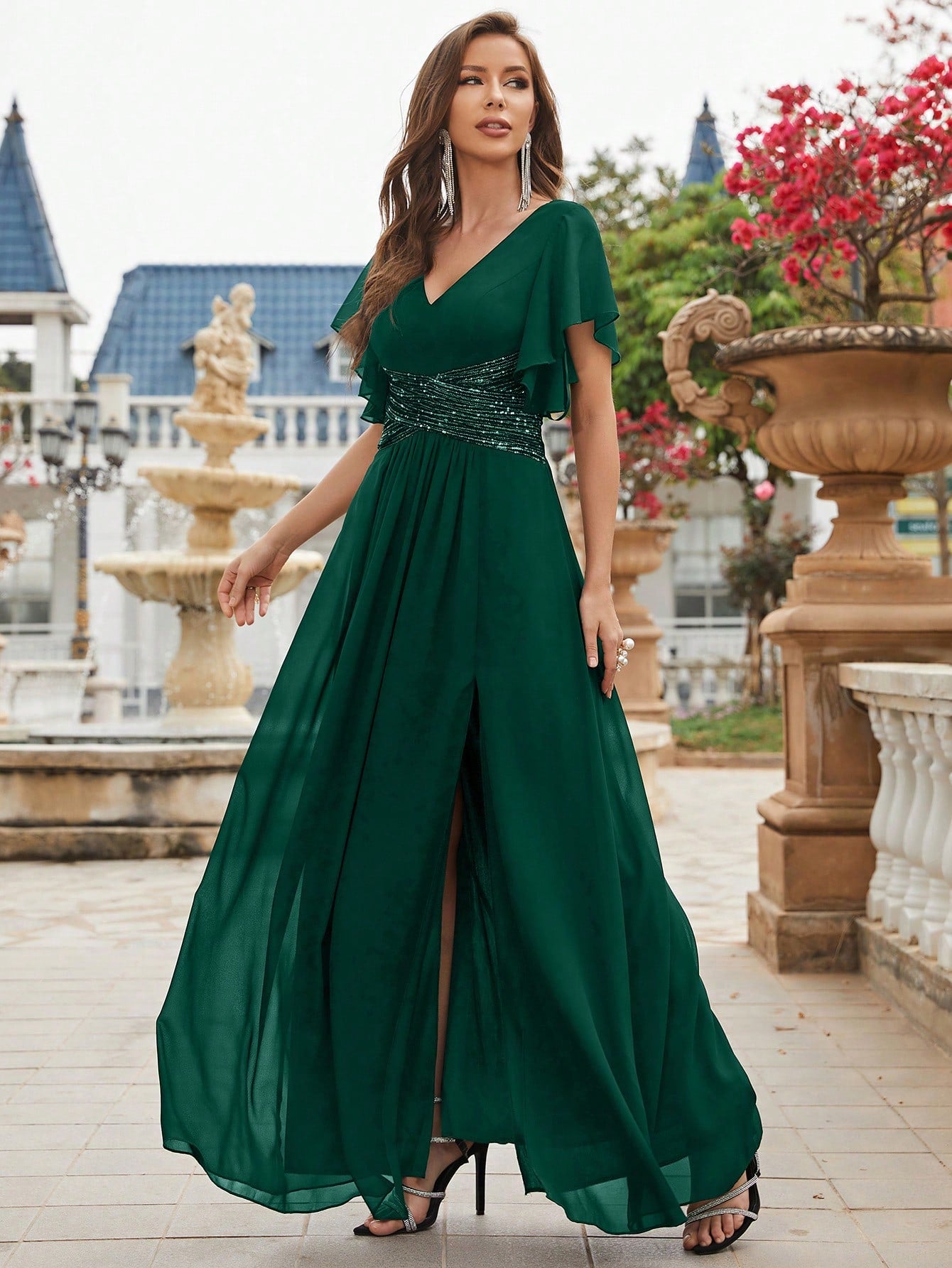 Formales Damenkleid mit Pailletten