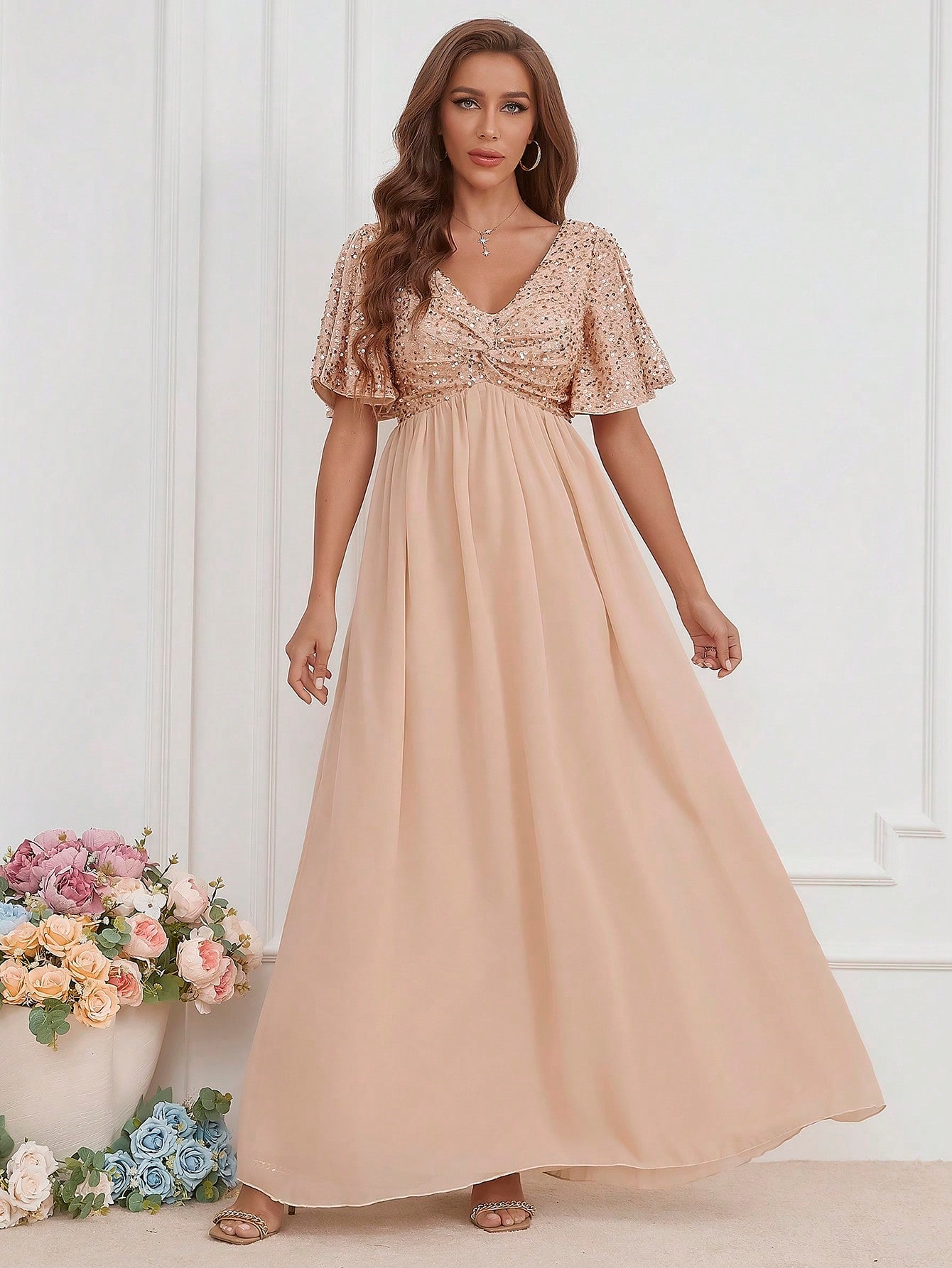 Formales Damenkleid mit Pailletten, Farben