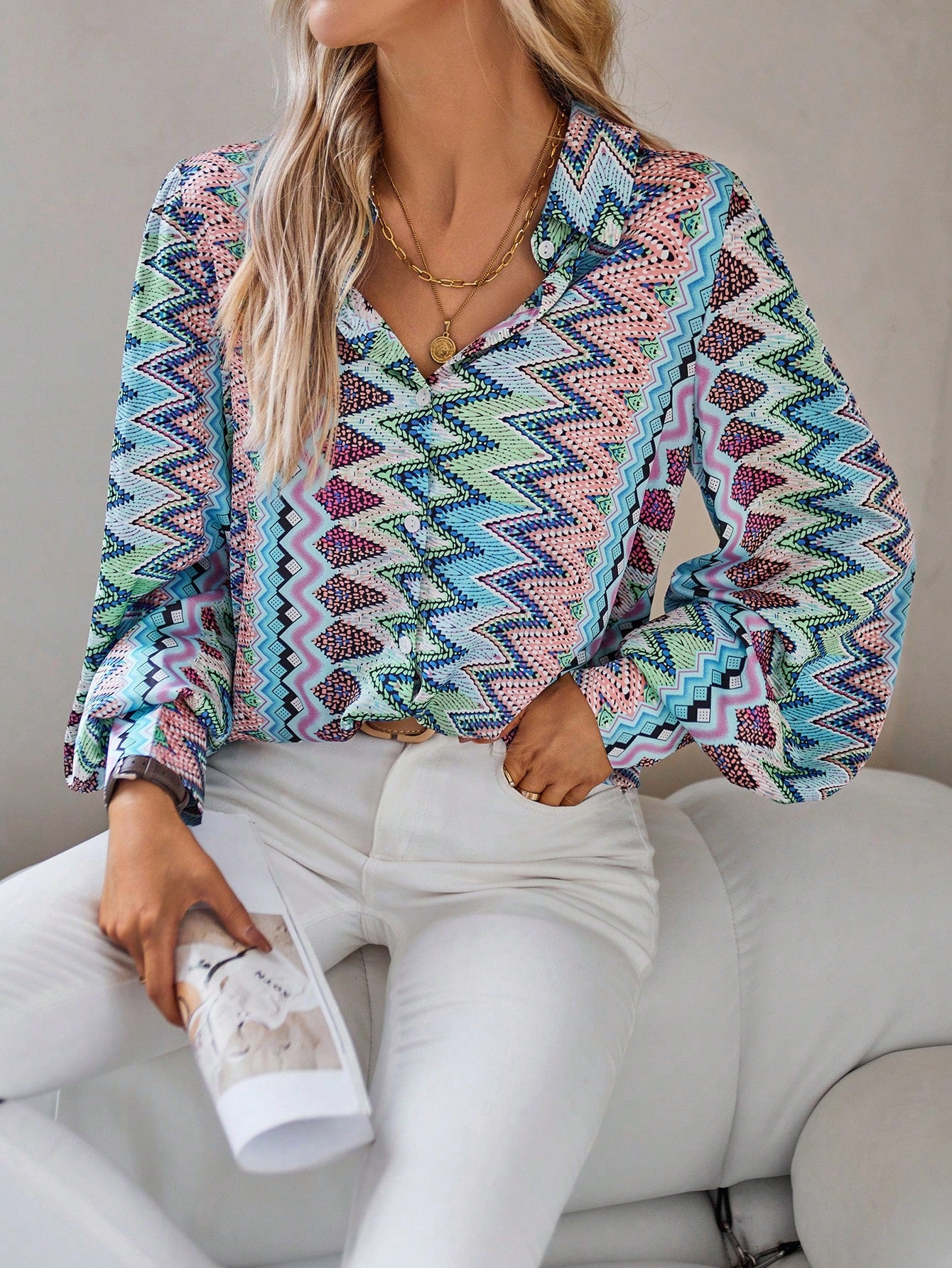 Damenshirt mit Boho-Muster