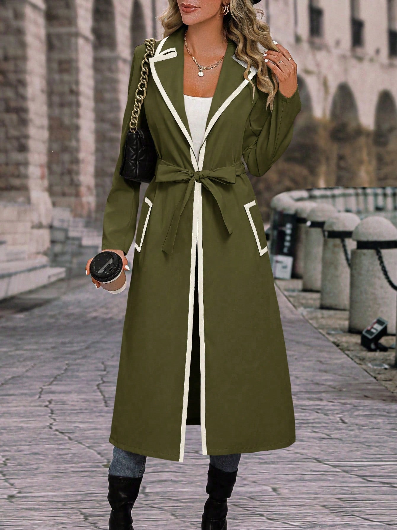 Damen-Trenchcoat mit Einsätzen