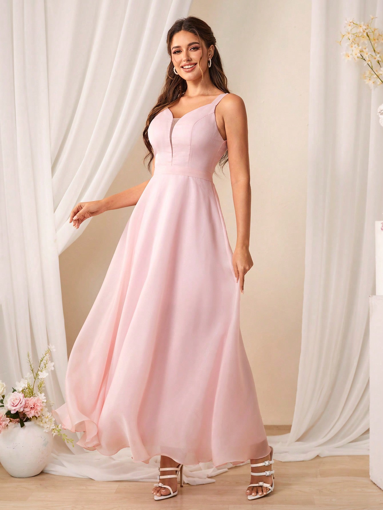 Elegantes formelles Kleid, hellrosa