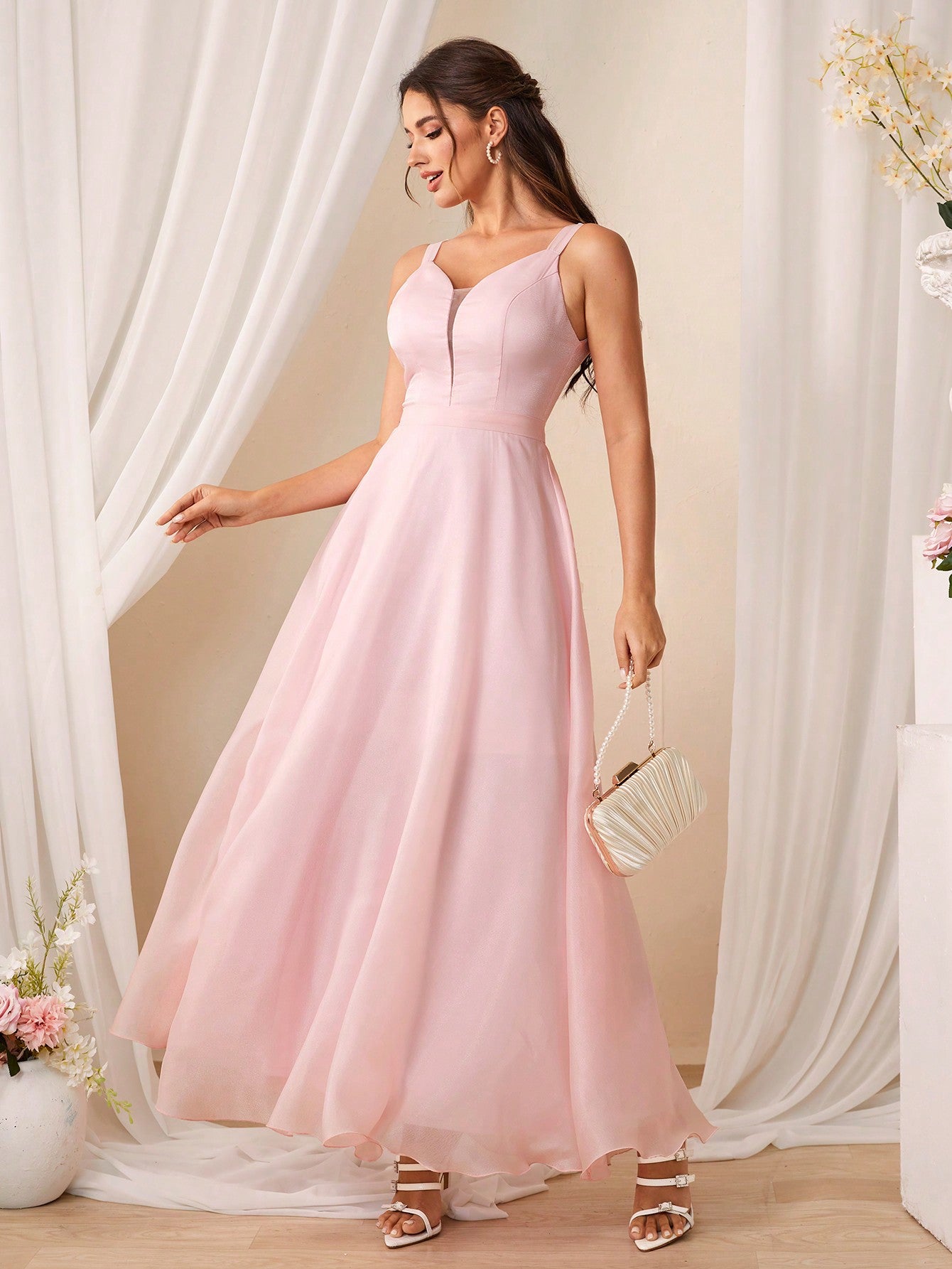 Elegantes formelles Kleid, hellrosa