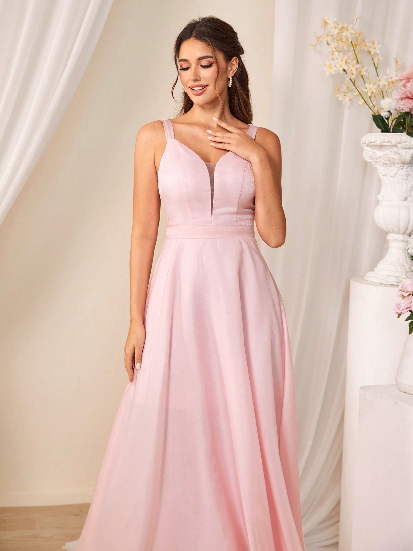 Elegantes formelles Kleid, hellrosa